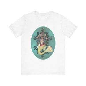 Unisex Jersey Short Sleeve Tee; Serafina Black Mermaid, Black Hair