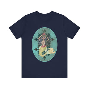 Unisex Jersey Short Sleeve Tee; Serafina Black Mermaid, Black Hair