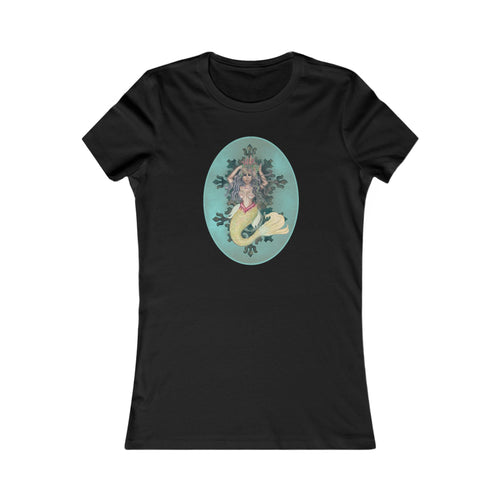 Slim Fit Tee: Serafina, Black Mermaid